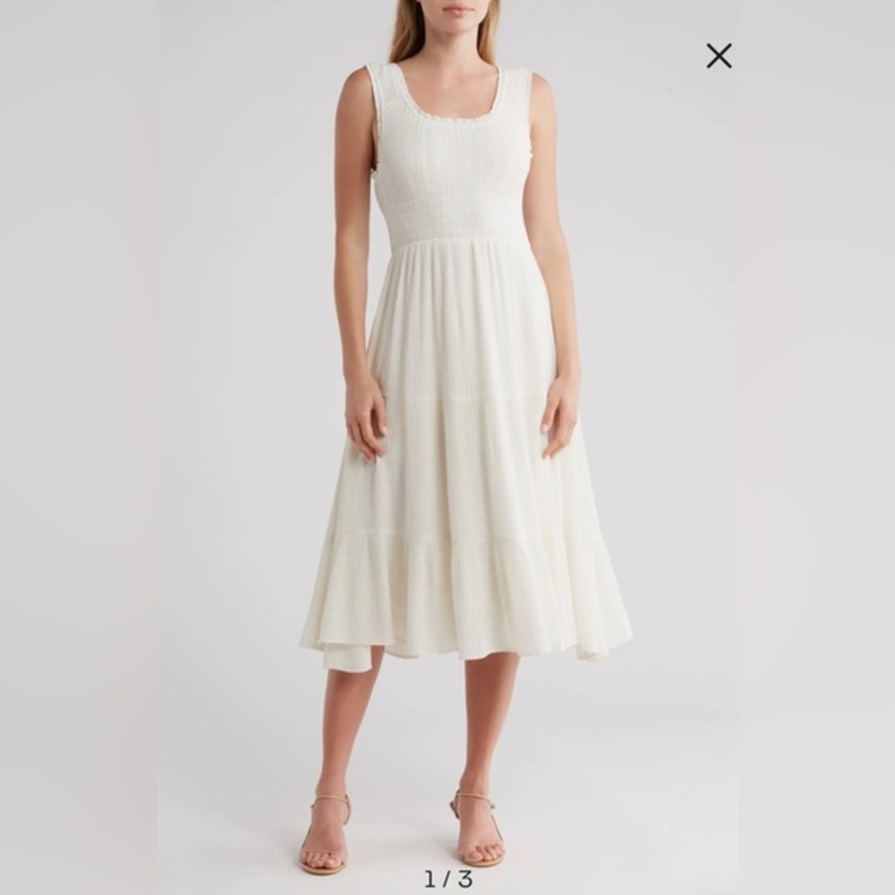 Rachel Parcell, smocked tiered ivory midi dress
